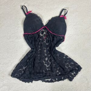 Per Lei Polka Dot Slip with Pink Bow Details